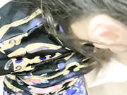 酒店蓝黑祥云旗袍黑丝高跟腿抖得厉害